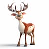 Kamranch 1 reddeer 3d cartoon character full length with white background