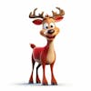 Kamranch 1, reddeer 3d, cartoon character, full length, white background.