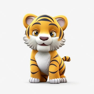 Um personagem de desenho animado de tigre animal 3D com fundo branco