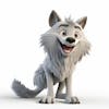 Um personagem de desenho animado de lobo animal 3d com fundo branco