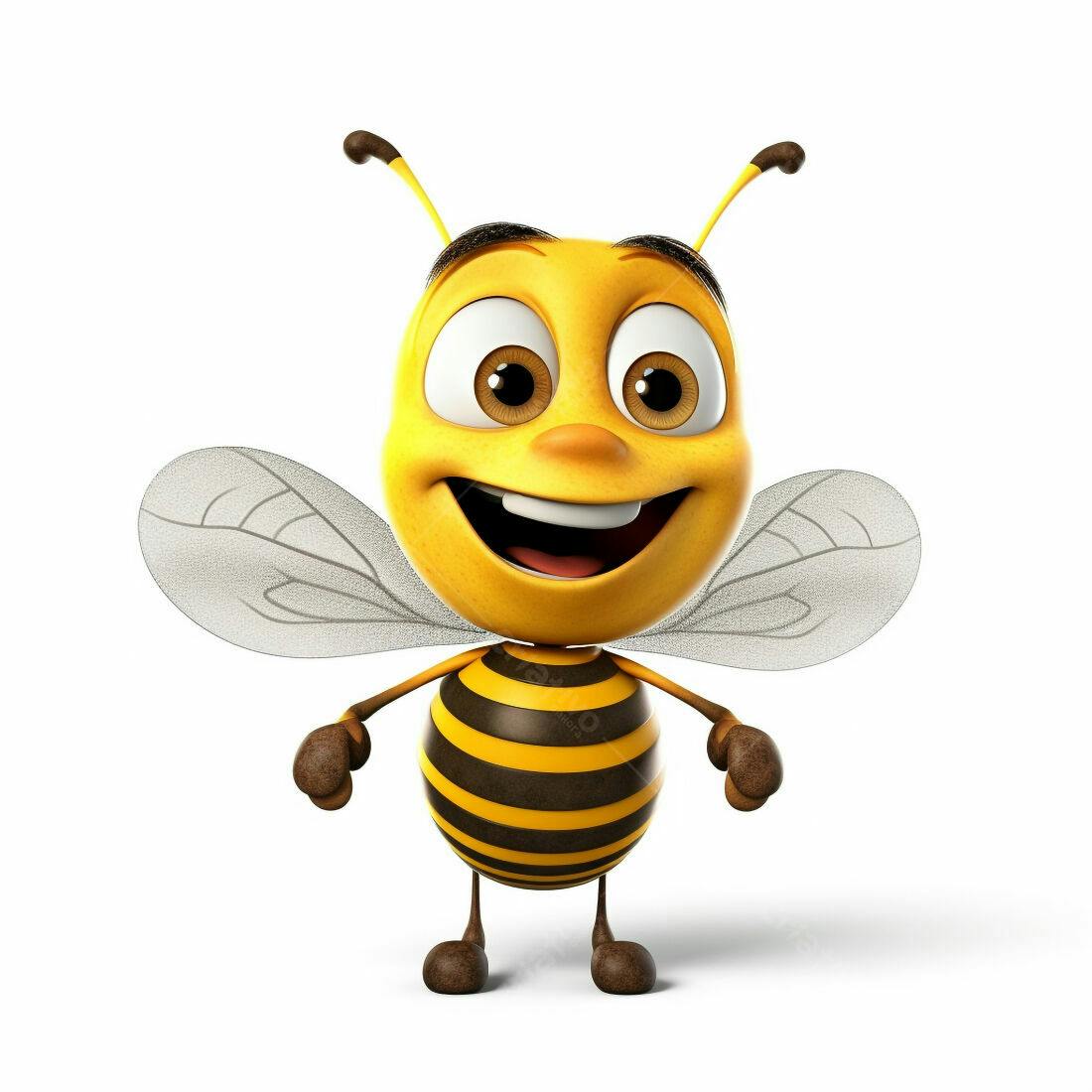 Abelha animada feliz fundo branco