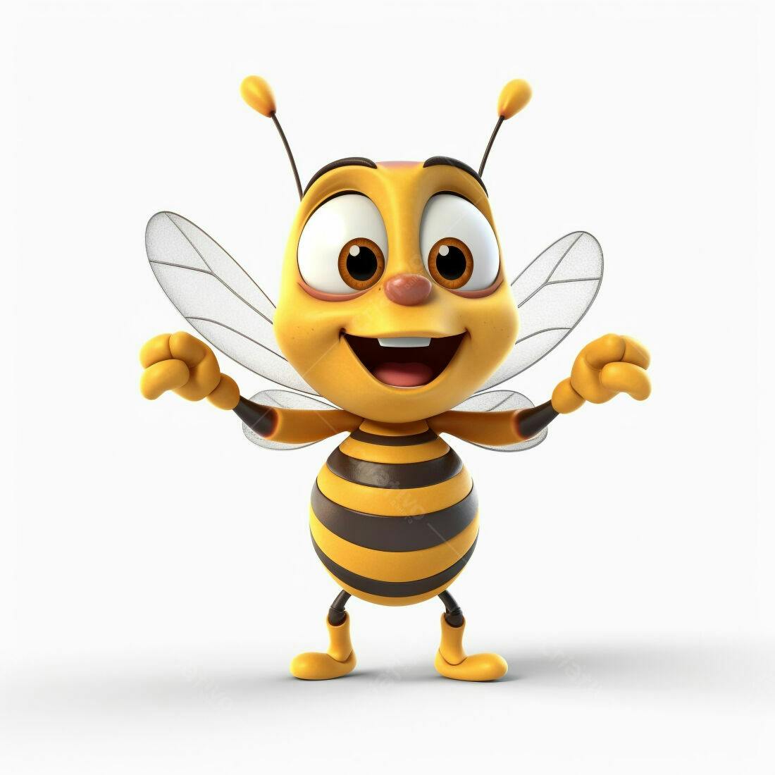 Abelha animada alegre fundo branco