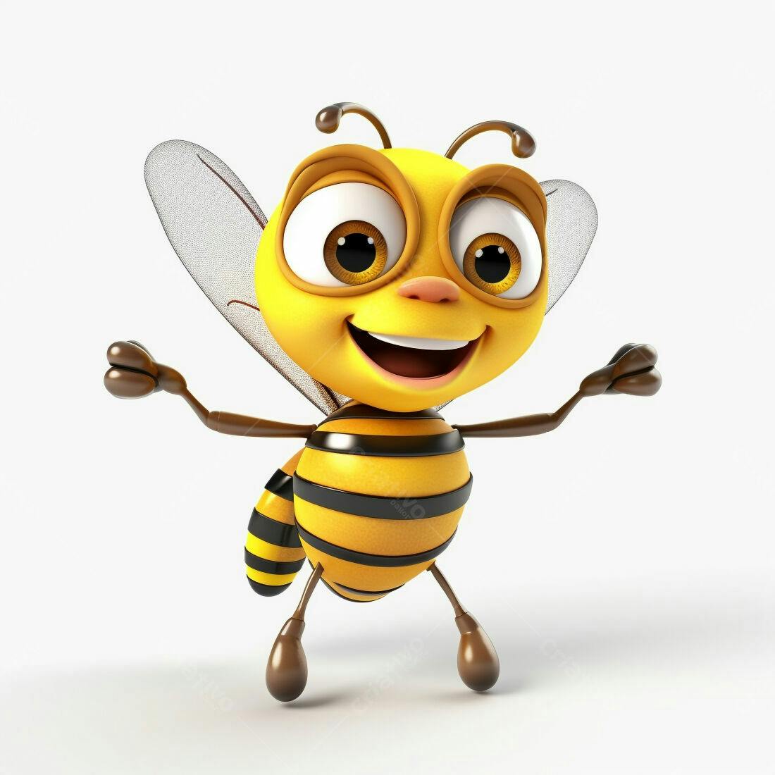 Abelha animada alegre fundo branco