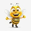 Kamranch 1, yellow honeybee, 3d cartoon character, with white background, 228f, 893, 2aa, 0, 4dff, abcb, 7a, 21d, 8a, 9fb, 4d