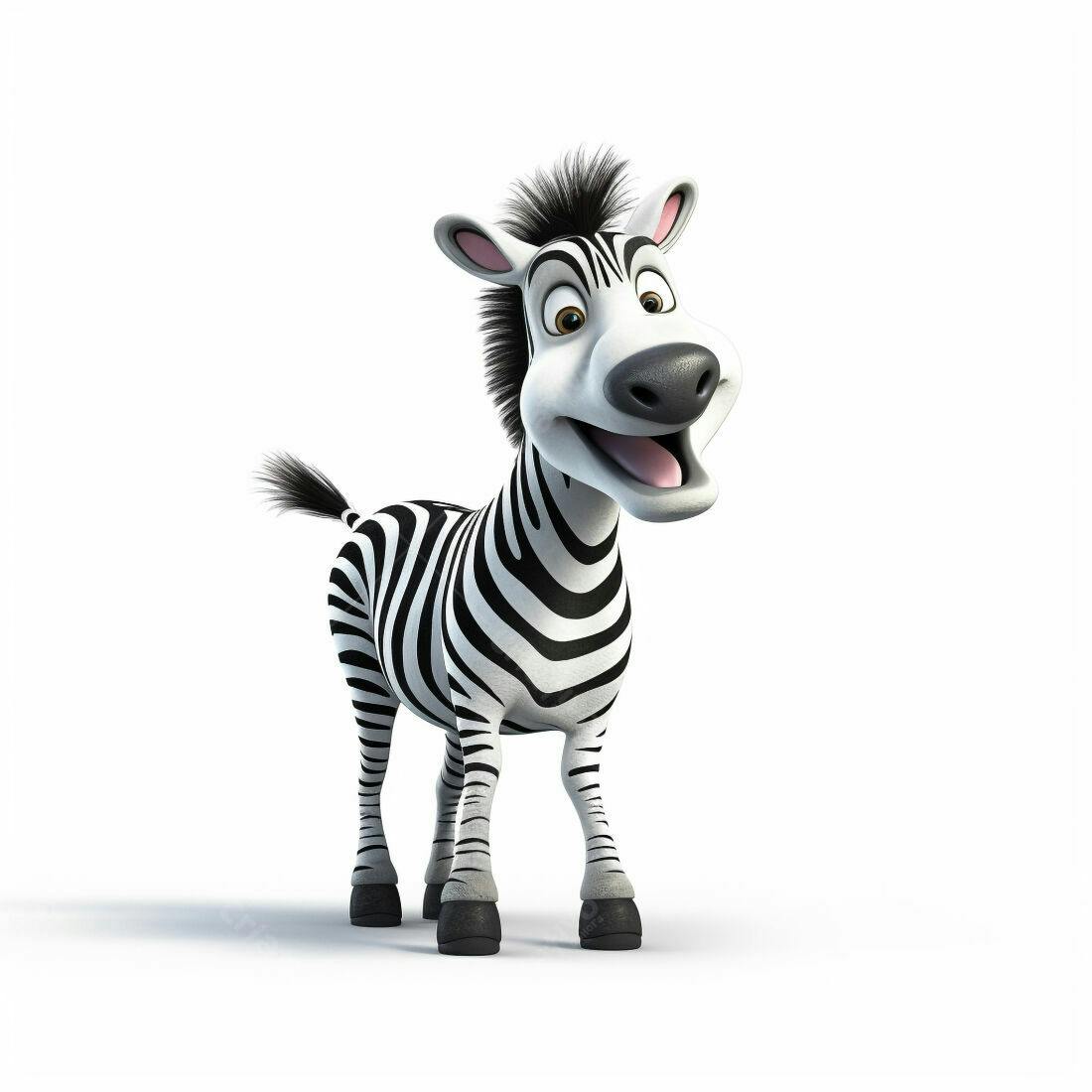 Zebra animada feliz em fundo branco