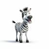 Um clássico personagem de desenho animado de zebra animal 3d com fundo branco