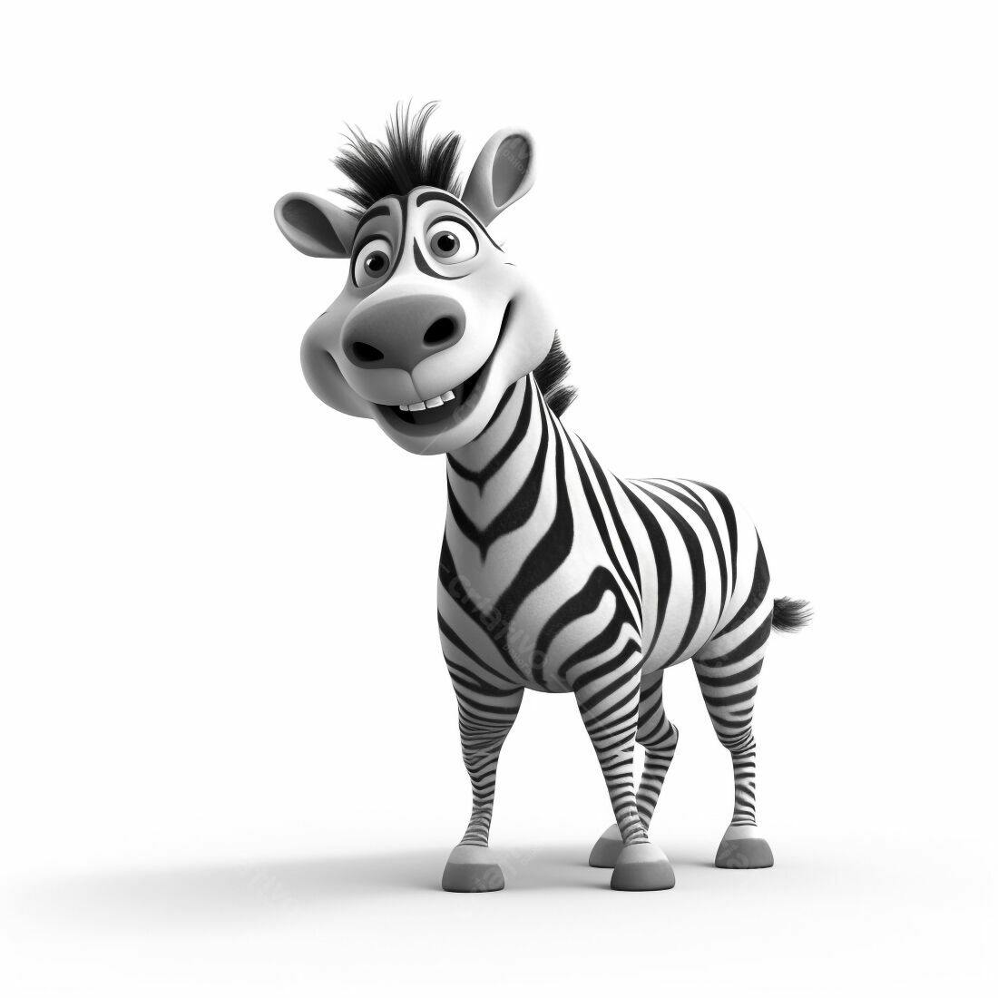 Zebra animada sorrindo fundo branco