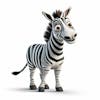 Um clássico personagem de desenho animado de zebra animal 3d com fundo branco