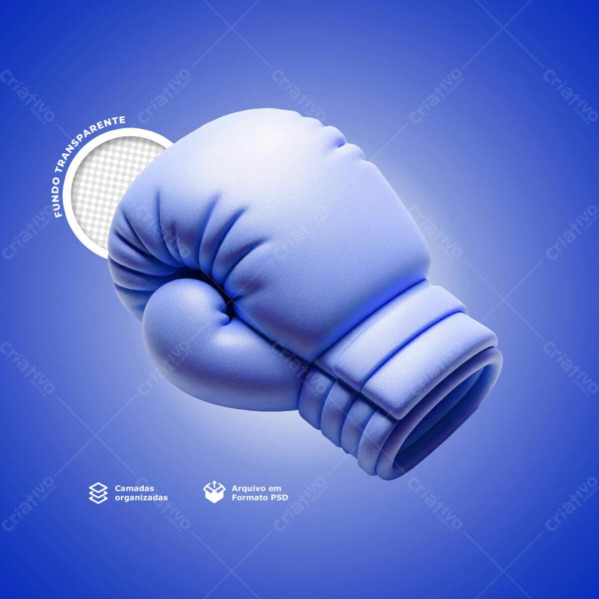 Mockup Luva de Boxe Azul PSD Editável