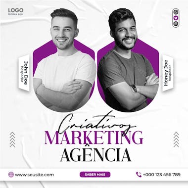 Agência de marketing digital mídia social post psd editável