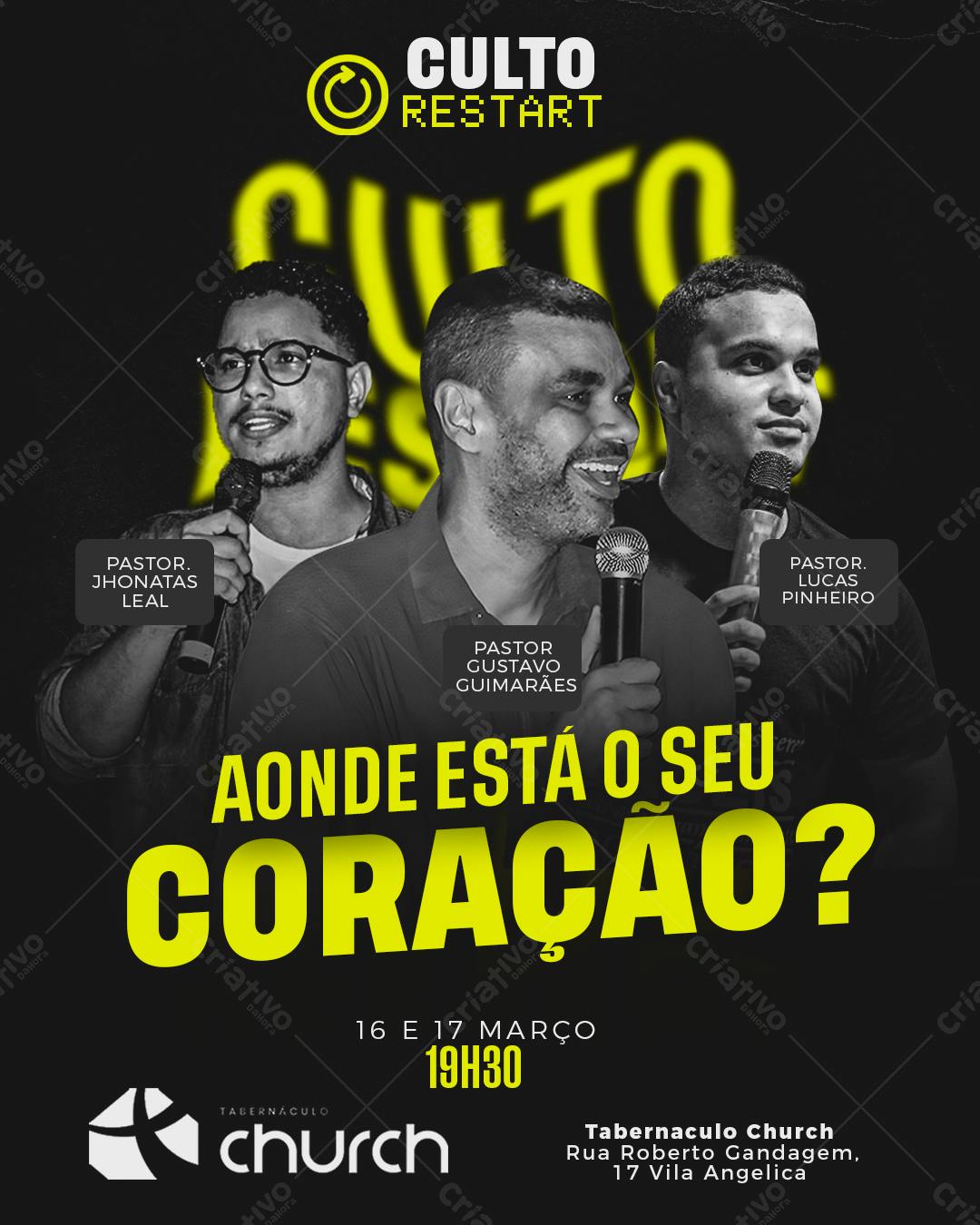 Flyer para Culto Restart PSD Editável