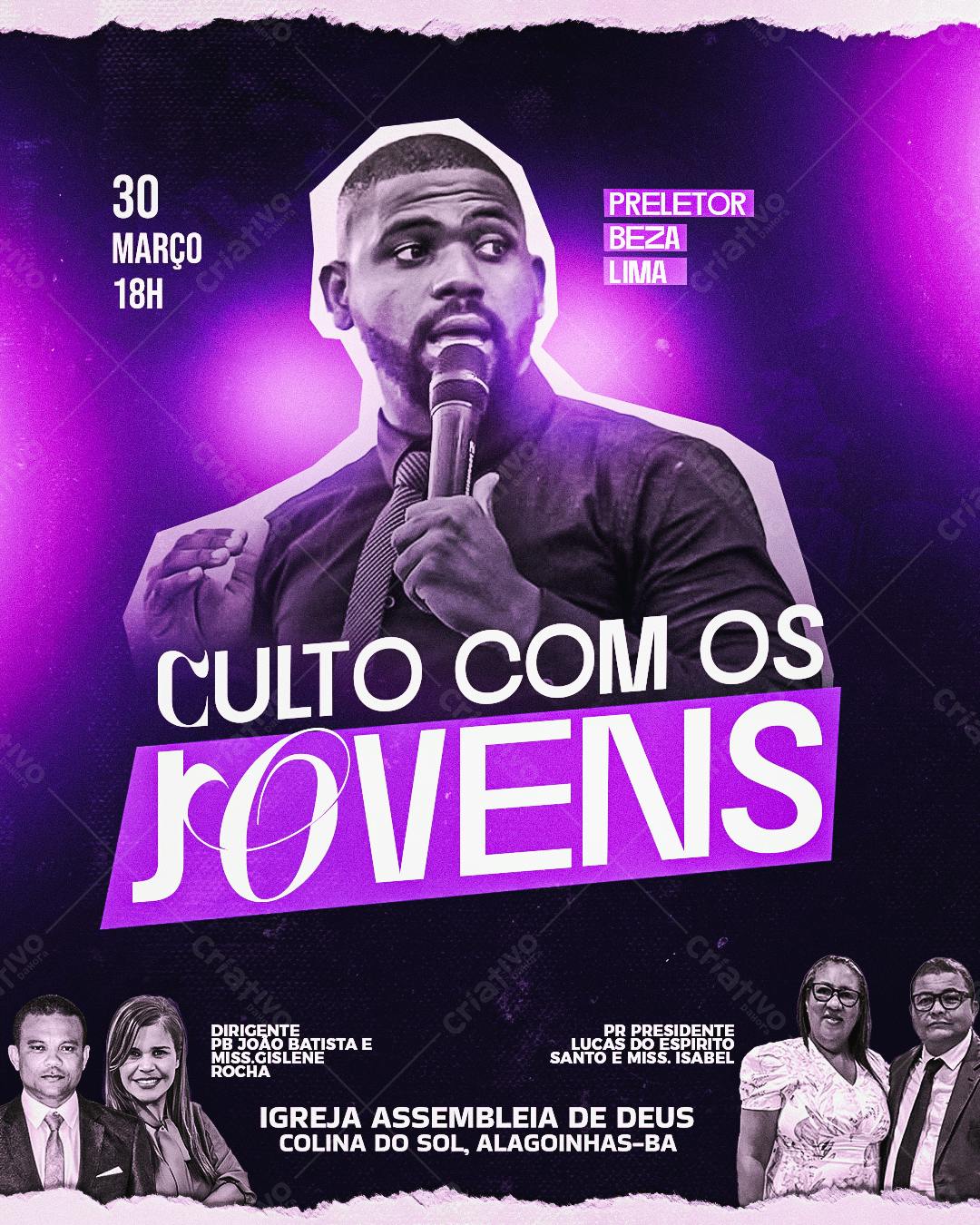 Flyer para Culto com Jovens PSD Editável