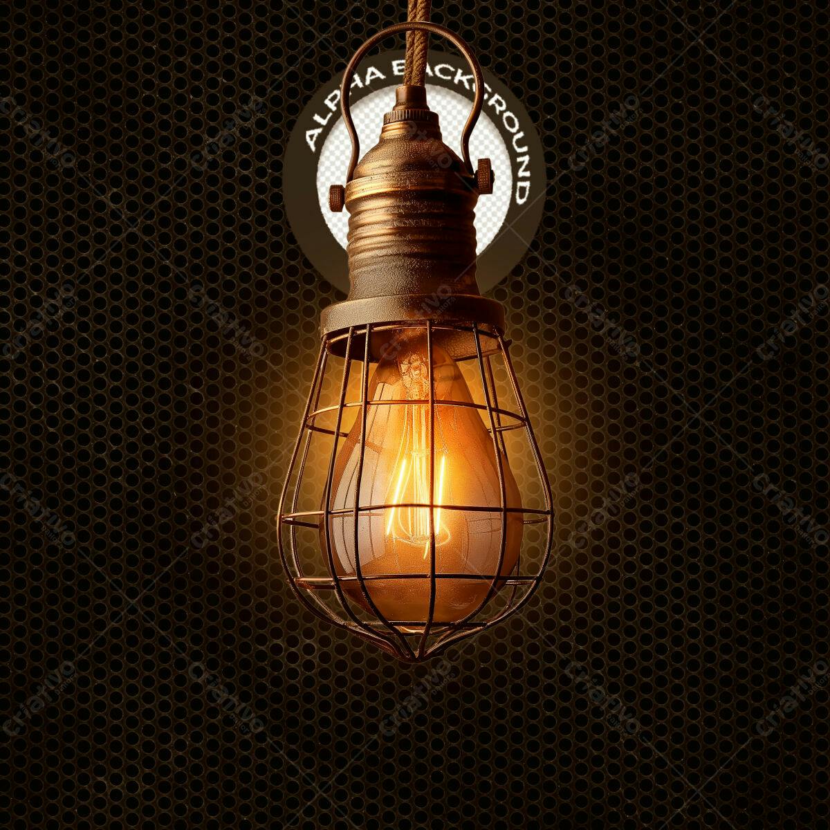 Mockup Lâmpada Vintage Industrial PSD Editável