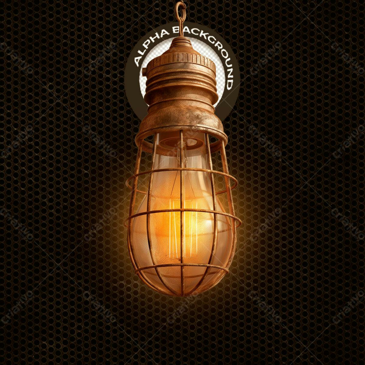 PSD Lâmpada Industrial Vintage para Design Retro PSD Editável