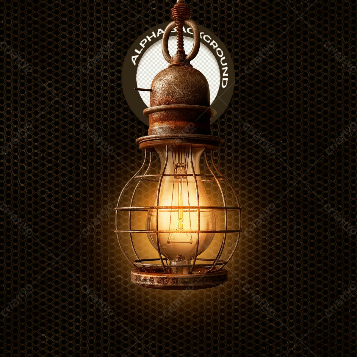 Background Industrial Vintage com Lâmpada PSD Editável