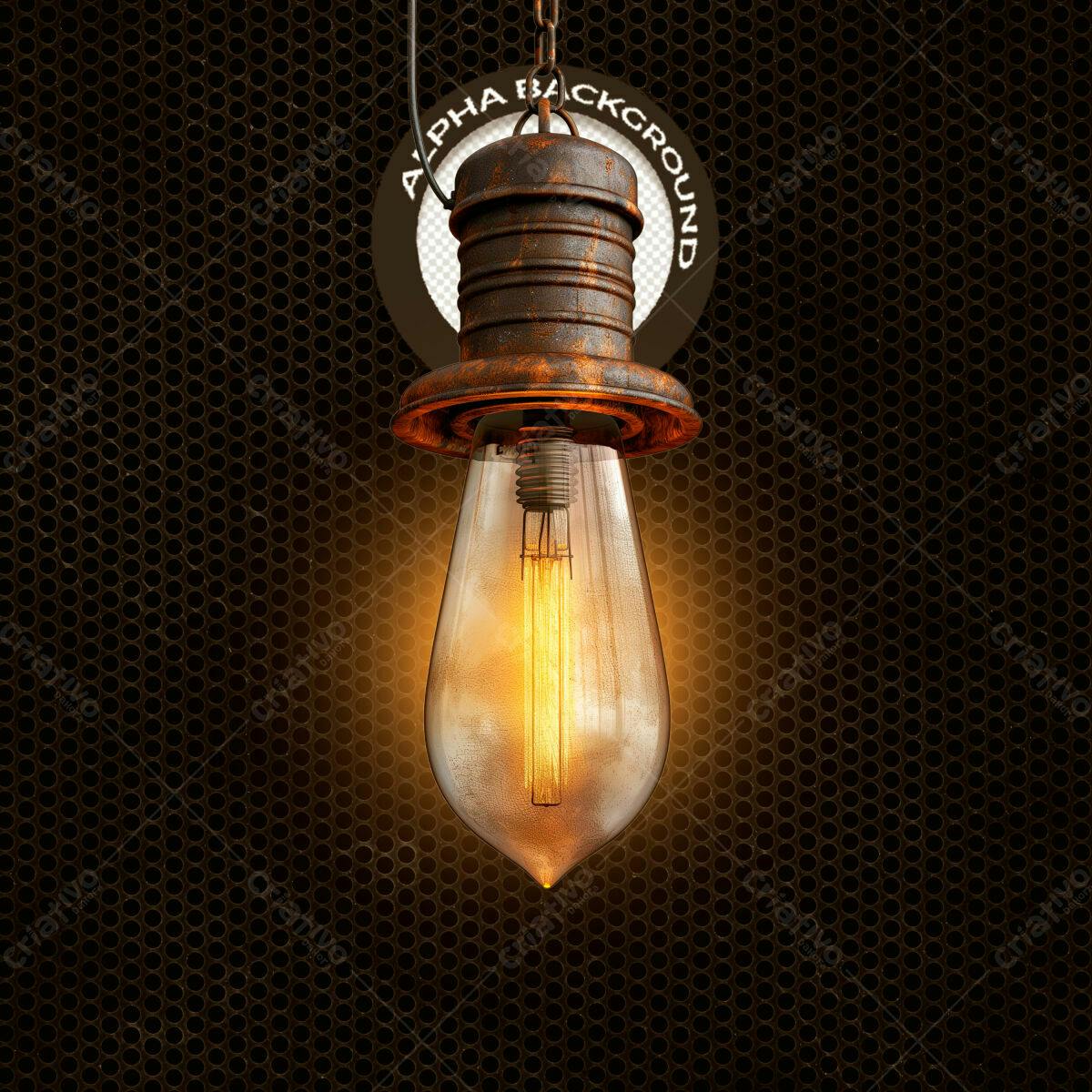 Background Lâmpada Vintage com textura enferrujada PSD Editável