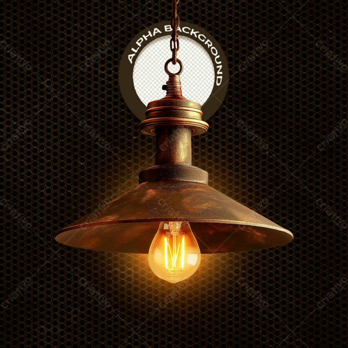 Mockup de Luminária Industrial Vintage PSD Editável