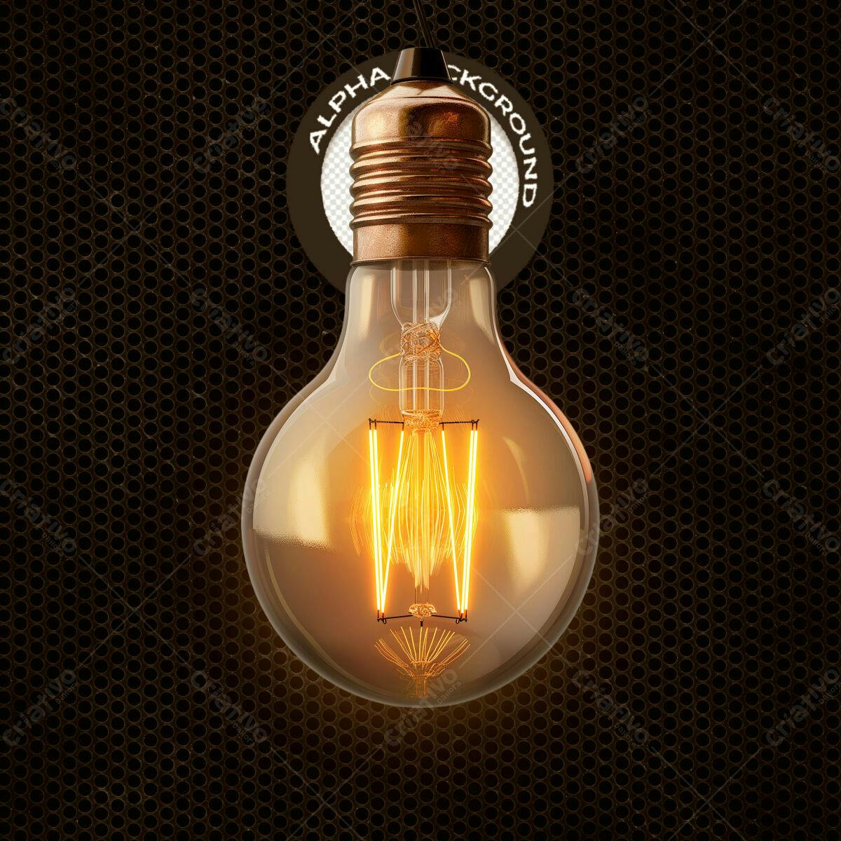 Mockup Lâmpada Edison Dourada PSD Editável