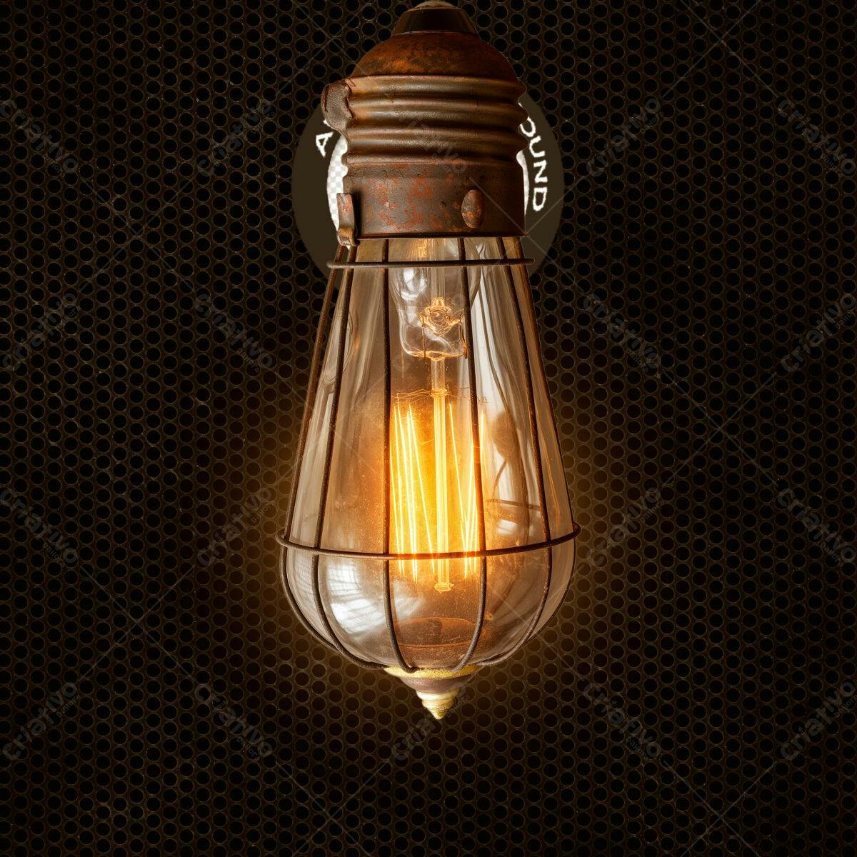 Imagem Iluminação Vintage Lâmpada Industrial PSD Editável