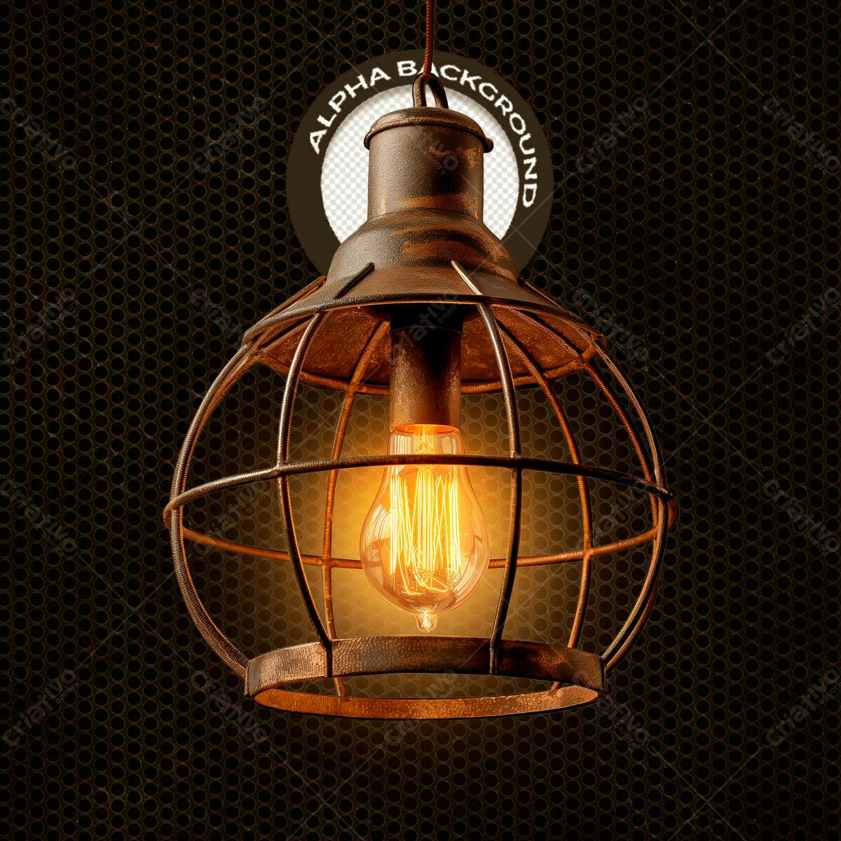 PSD Luminária Industrial Vintage para Design de Interiores PSD Editável