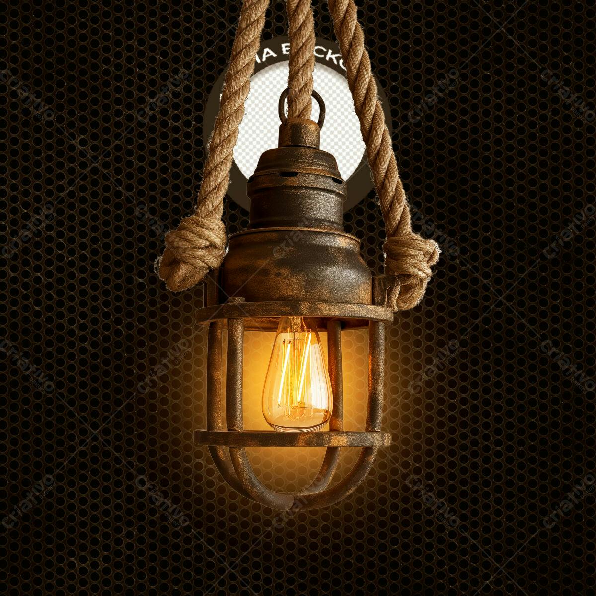 Mockup de Luminária Industrial Vintage PSD Editável
