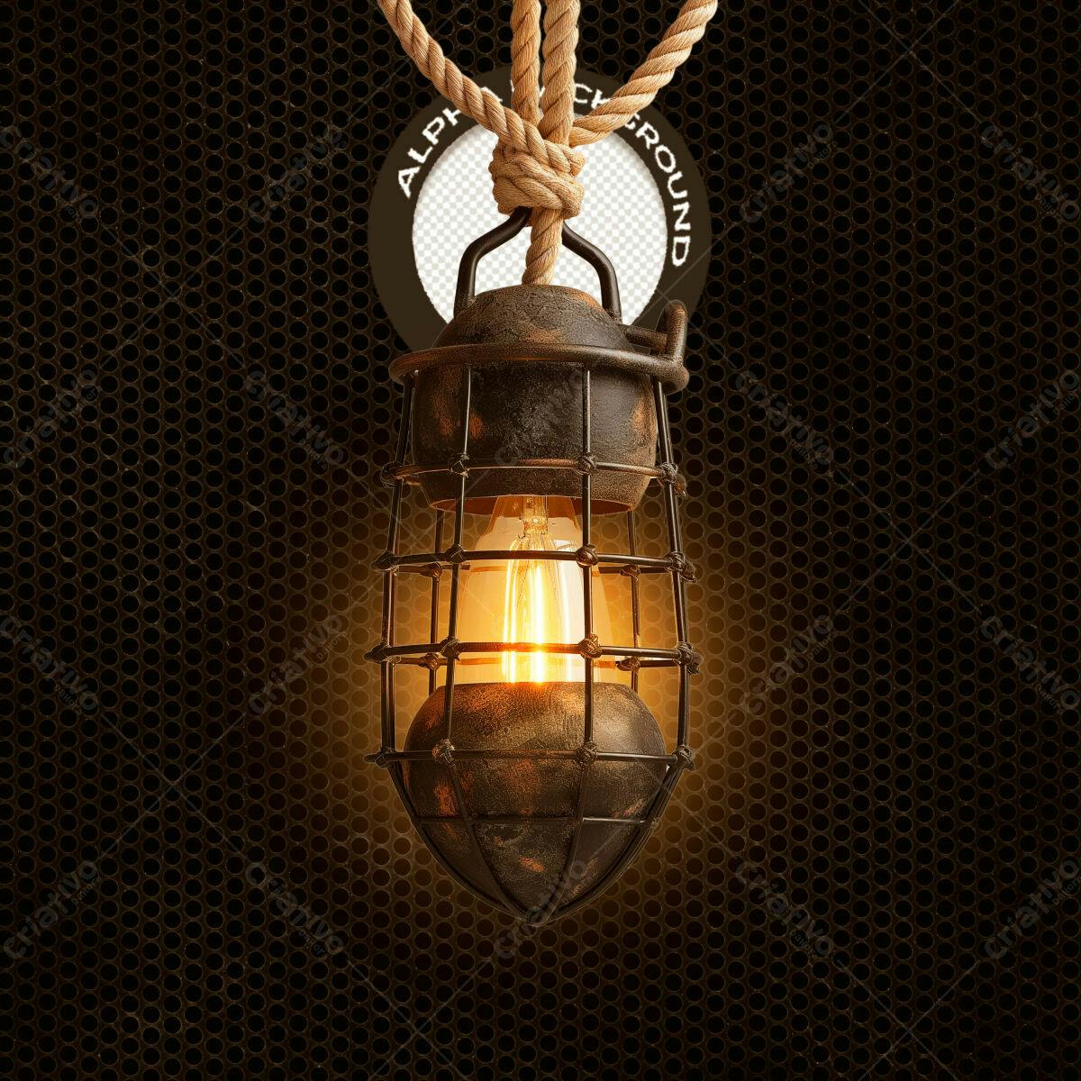 PSD Luminária Industrial Vintage para Design de Interiores PSD Editável