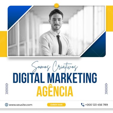 Agência de marketing digital mídia social post psd editável