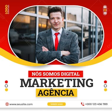 Agência de marketing digital mídia social post psd editável