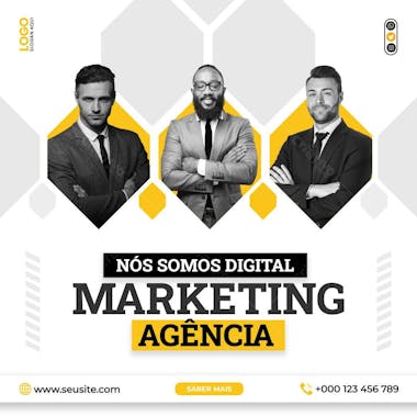 Agência de marketing digital mídia social post psd editável