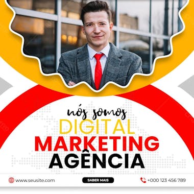 Agência de marketing digital mídia social post psd editável