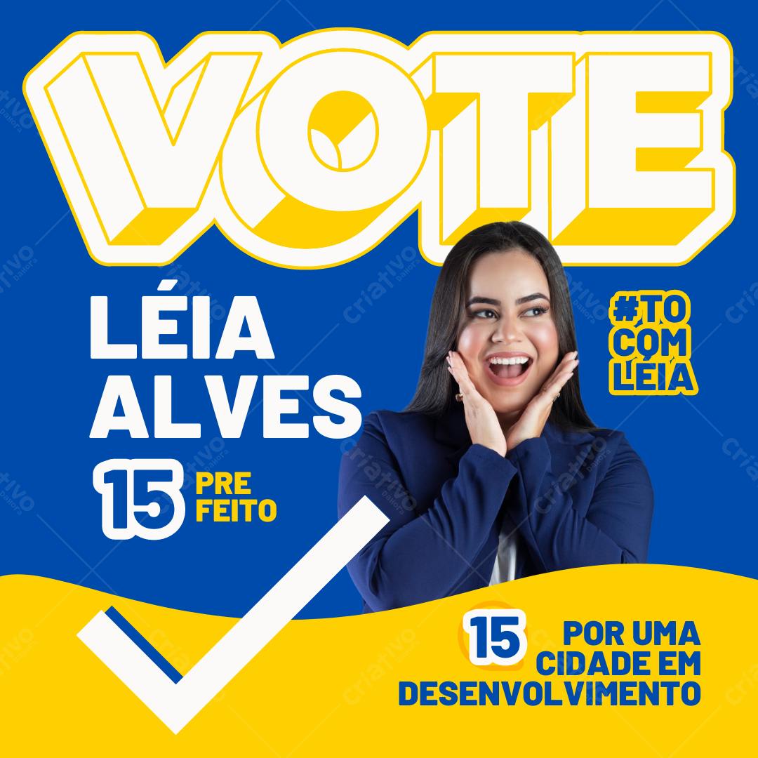 Post para campanha política com foto de candidata Editável no Canva