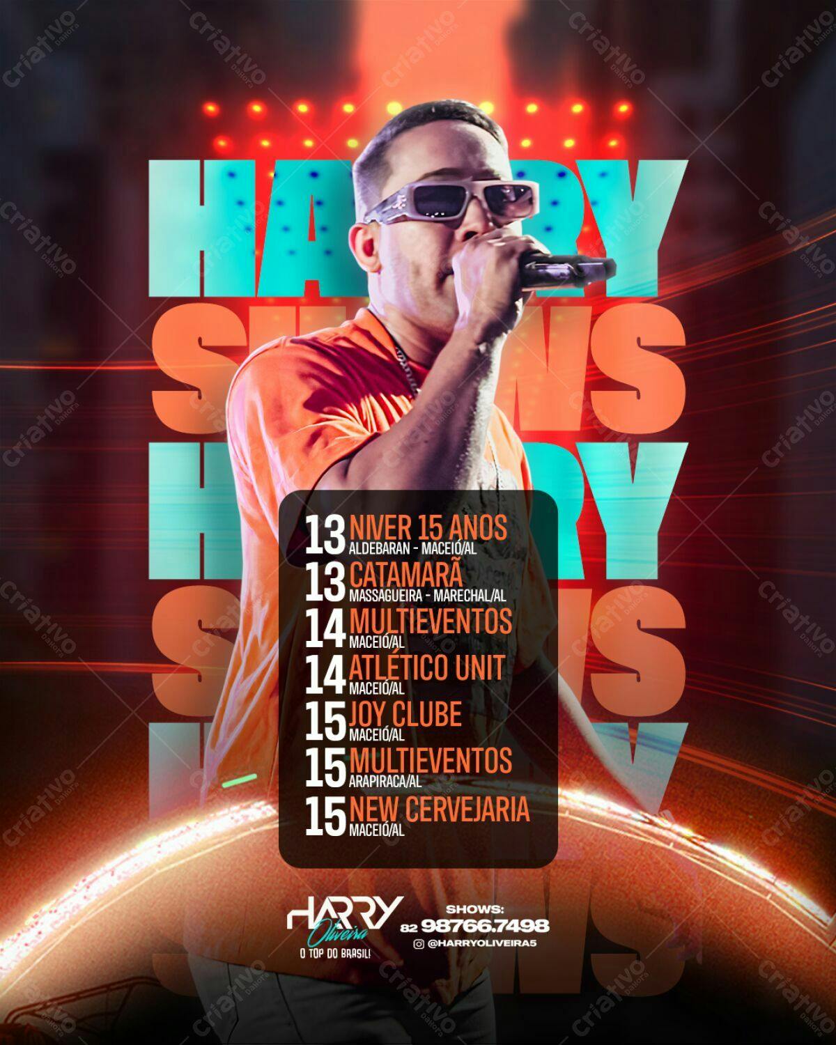 Flyer Show Harry Oliver PSD Editável
