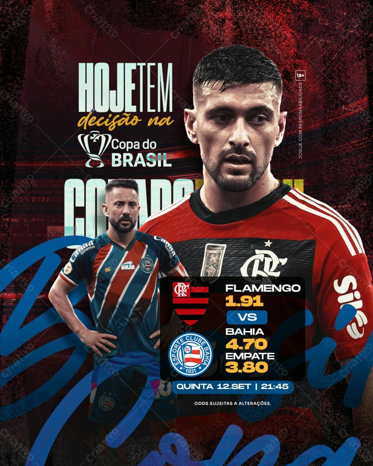 Flyer Flamengo x Bahia Copa do Brasil PSD Editável