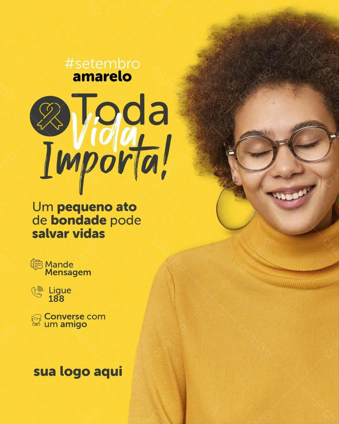 Post para Setembro Amarelo PSD Editável