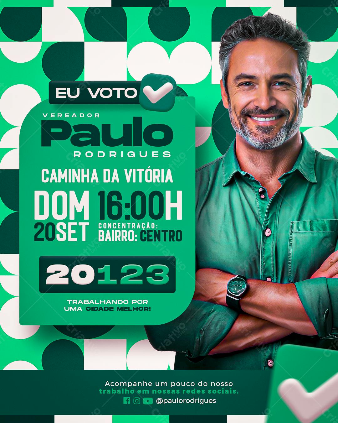 Flyer Eleições Vereador Paulo Rodrigues PSD Editável