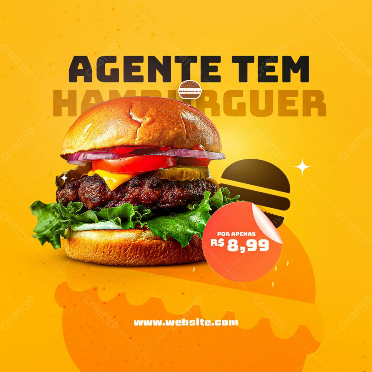 Flyer Promoção Hambúrguer R$8,99 PSD Editável