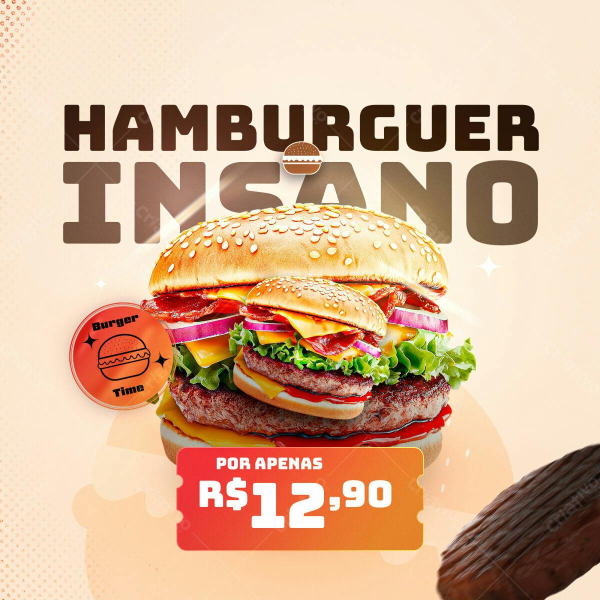 Flyer Lançamento Hambúrguer Insano PSD Editável