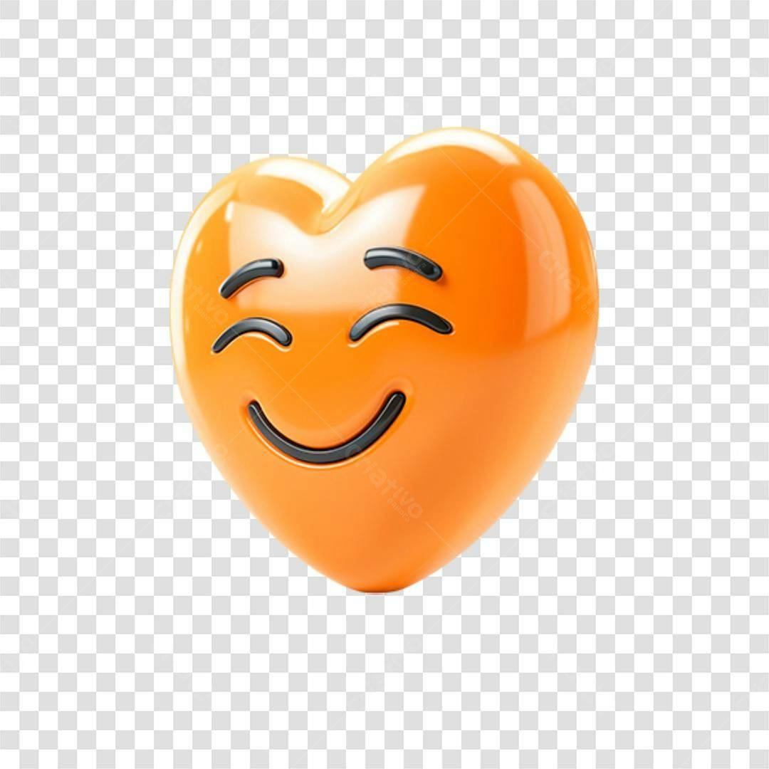 Ícone Emoji Coração Sorrindo PNG com fundo transparente