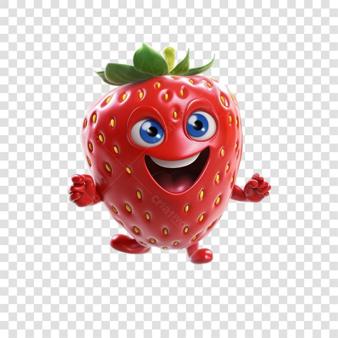 Icone Morango Feliz PNG com fundo transparente