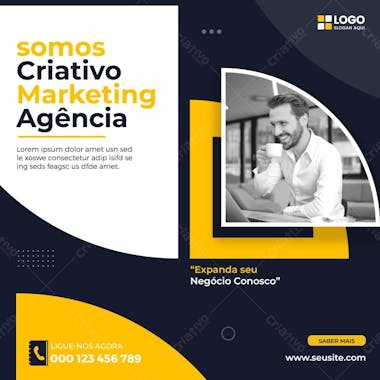 Agência de marketing digital mídia social post psd editável