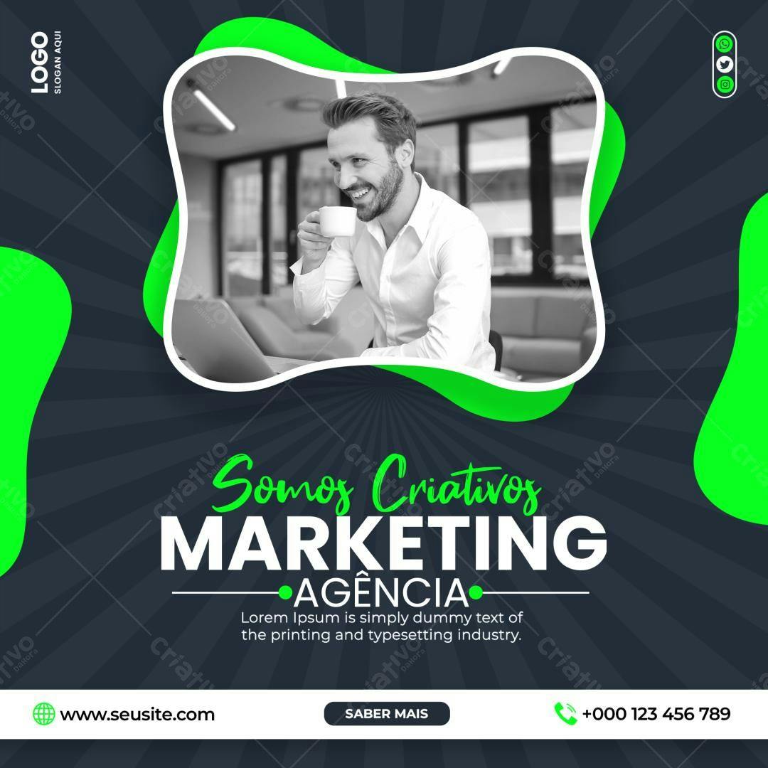 Post para Redes Sociais Agência de Marketing PSD Editável
