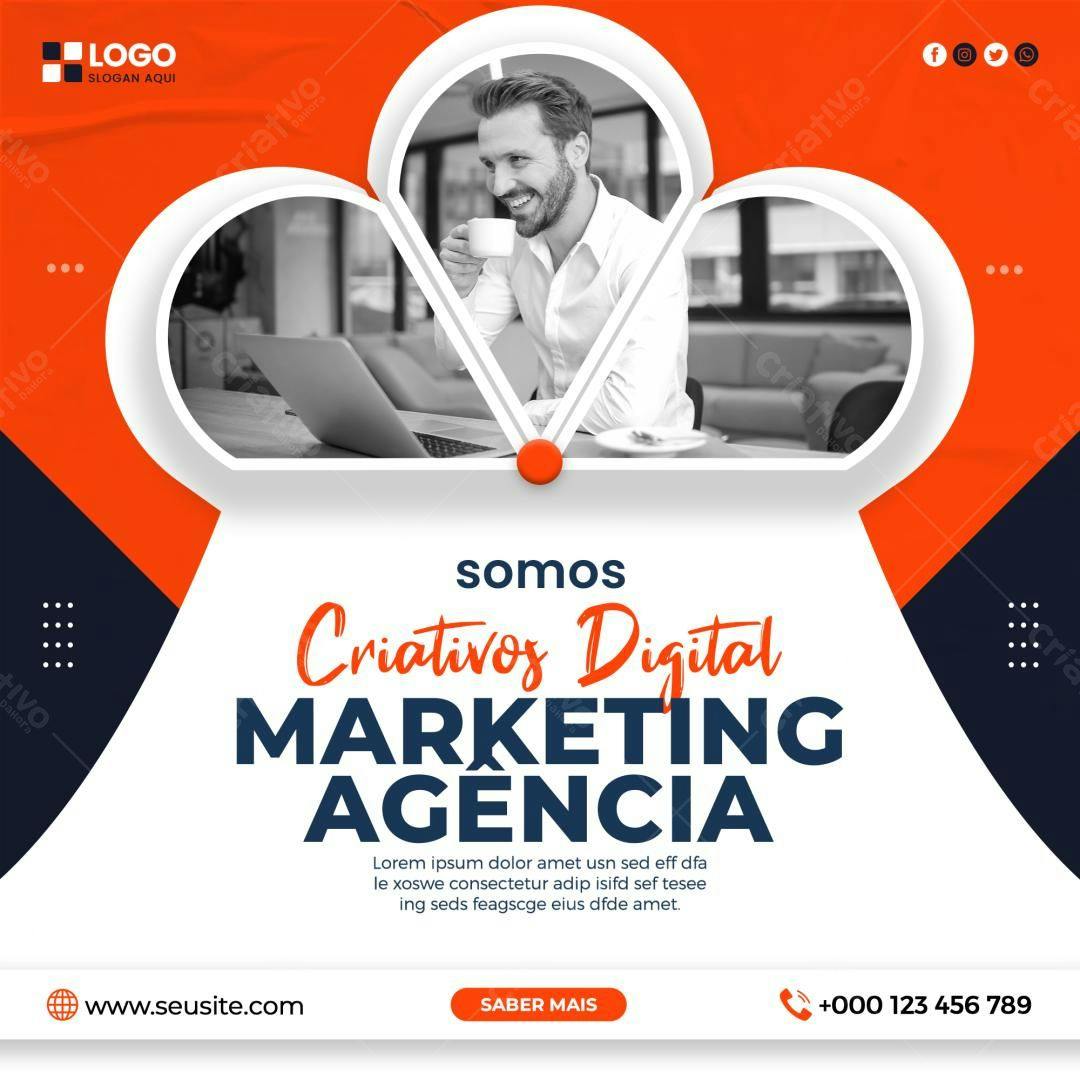 Postagem Mídia Social Agência de Marketing PSD Editável