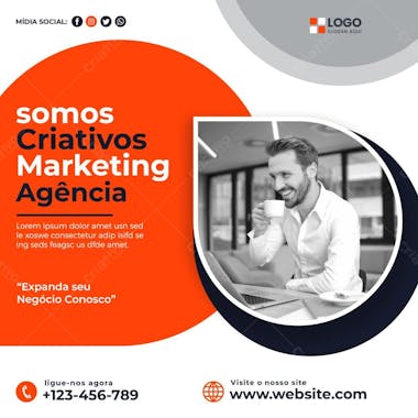 Agência de marketing digital mídia social post psd editável