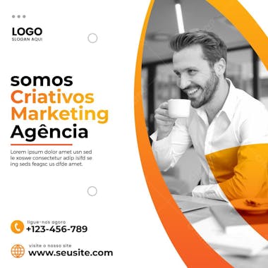 Agência de marketing digital mídia social post psd editável