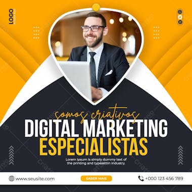 Agência de marketing digital mídia social post psd editável