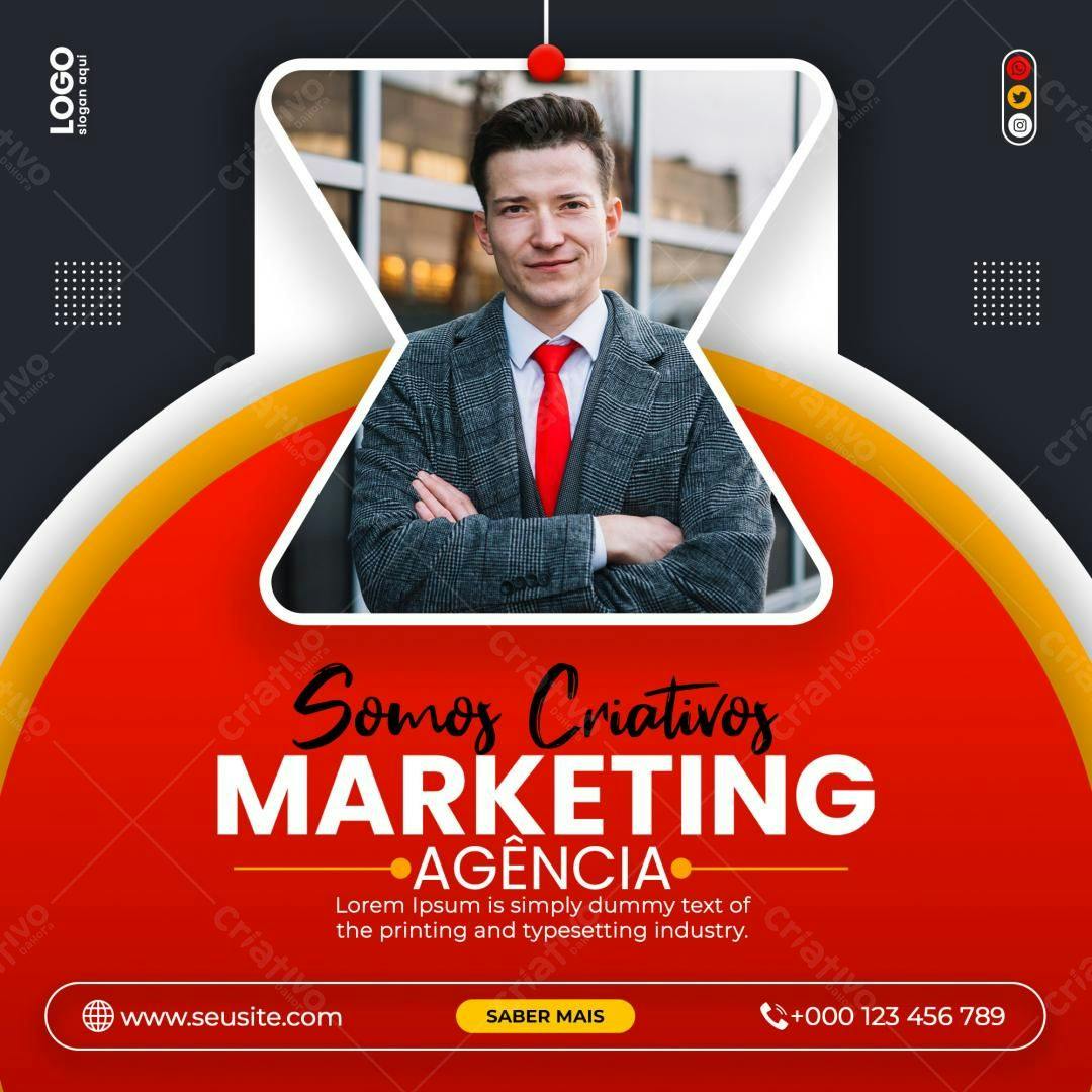 Postagem de Mídia Social para Agência de Marketing PSD Editável