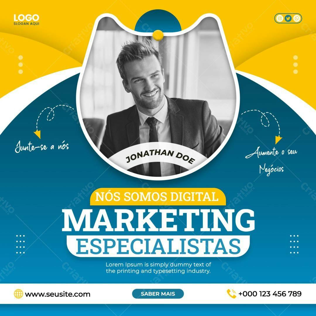 Post para Redes Sociais Marketing Digital PSD Editável