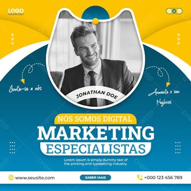 Agência de marketing digital mídia social post psd editável