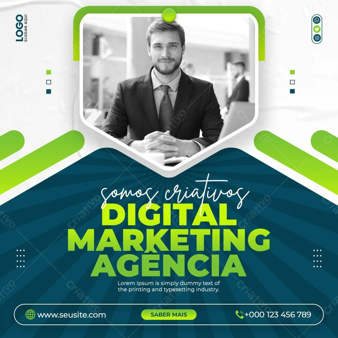 Post para Agência Digital Marketing PSD Editável