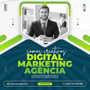 Agência de marketing digital mídia social post psd editável